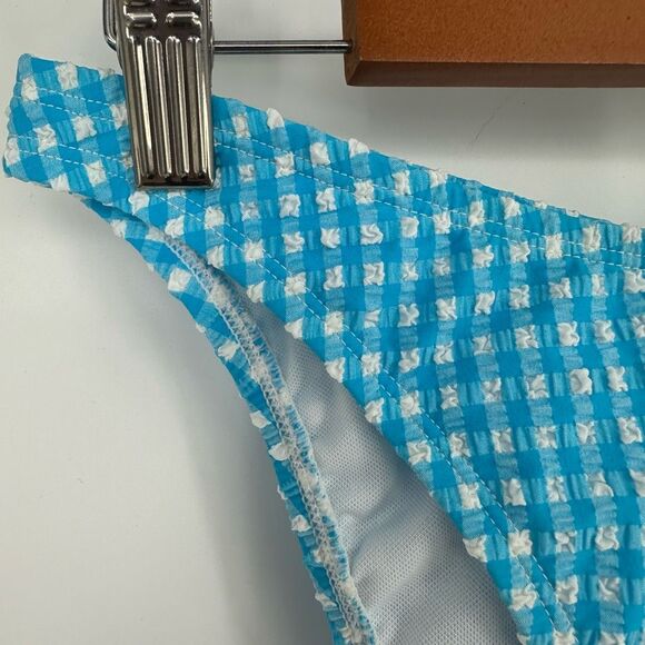 Lilly Pulitzer Pico High Cut Bikini Bottom Plaid Blue Size 2 Turquoise Oasis - Picture 6 of 11